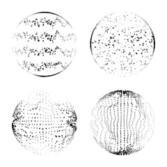 Set of spheres. Abstract 3D spheres of particles. Futuristic digital technology. Network or connection. Vector illustration.