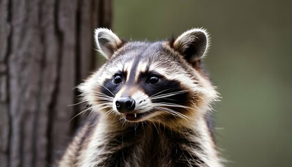 A Raccoon With Its Eyes Wide Open Alert To Any Mo Upscaled 8