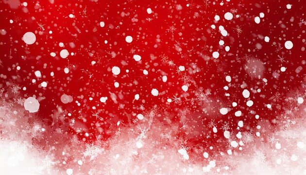 red and white christmas background with abstract falling winter snow with painted spatter texture pattern in holiday snowing design