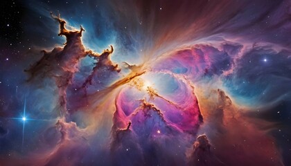Abstract Cosmic Nebula With Vibrant Colors And Ce Upscaled 3