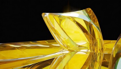 yellow glass mysterious refreshing refraction and reflection gorgeous elegant modern 3d rendering abstract background