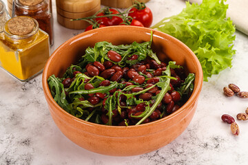 Red canned beans with arugula
