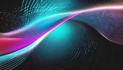 Fototapete dynamic wave gradient background shining digital abstract with futuristic technology concept © Richard