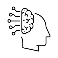Vector icon of  Artificial Intelligence Brain Icon on White Background. Deep learning icon, machine learning deep learning icon. 
