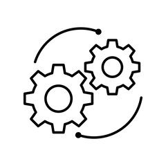 Black outline Automation icon. Two cog icons . Automatic icon for web and mobile application.  Two Gear icon. 