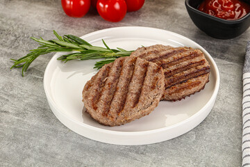 Grilled two beef burger cutlet