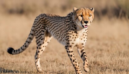 A Cheetah With Its Paw Raised In Mid Stride Grace Upscaled 3 1 - obrazy, fototapety, plakaty