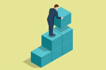Wandaufkleber Isometric Career Growth. Creative idea, Start Up, Future Success. Business Arrow Target Direction. Success. Business Vision and Target. Way to Success Cover, Persentation, Social Media. Investment ROI © Golden Sikorka