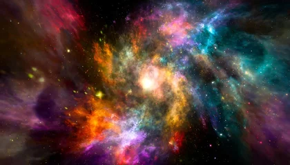 Türaufkleber incredible abstract background of a colorful space galaxy cloud nebula starry night cosmos universe science astronomy supernova wallpaper © Richard