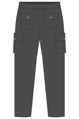 Cargo Long pant Mockup back view