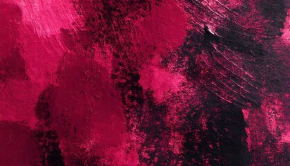 black raspberry red rough painted surface toned old wall viva magenta color trend close up dark colorful grunge texture background for design brush strokes distressed dirty grain - obrazy, fototapety, plakaty