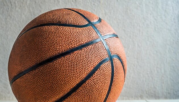 close up portrait of a basketball ball against white background with space for text background image