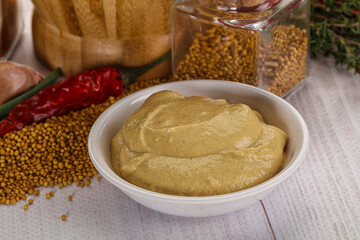 Dijon mustard sauce in the bowl