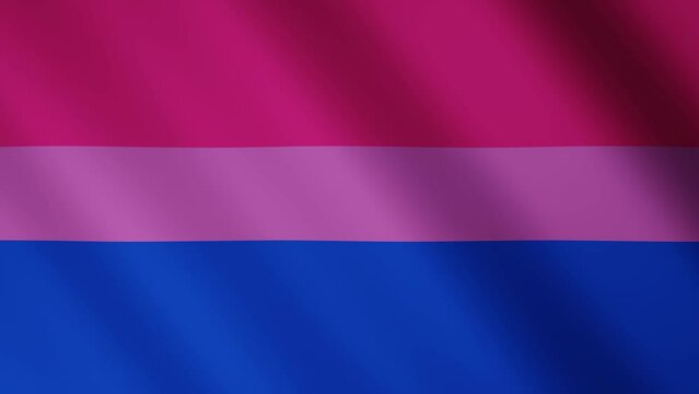 3d Bisexual LGBT community Pride waving flag. Rainbow BI Homosexuality sign isolated background. Gay rights. Seamless loop animation 30fps 4k