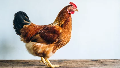Foto op Plexiglas brown chicken hen standing isolated white background use for far © Richard