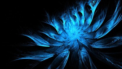 blue color explosion on black background a fractal art of blue colours in dark night depicting