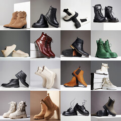 Trendy boots. fashion shoes collage - 763474537