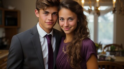 Young Man and Woman Posing for a Picture