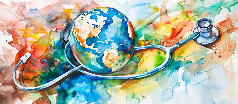 world health day concept background of Abstract watercolor painting