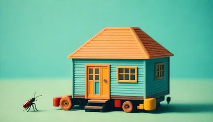 Gordijnen A beautiful tiny house miniature  © Abid