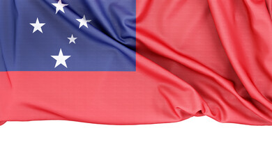 Flag of Samoa isolated on white background with copy space below. 3D rendering