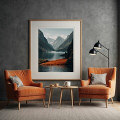 Transform your space with a frame mockup in a modern Scandinavian interior. 3D render