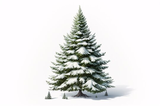 a snow covered tree with small trees