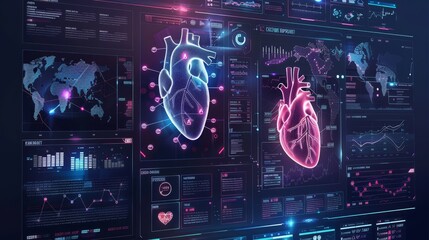 Futuristic medical research or heart cardiology health care with diagnosis