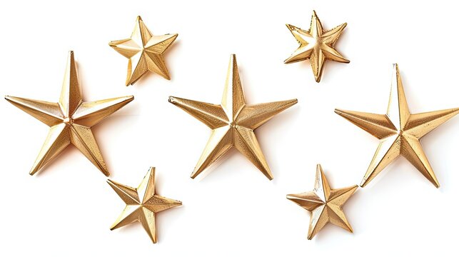 A radiant set of gold stars isolated on a crisp white background, adding a touch of celestial elegance to any design.