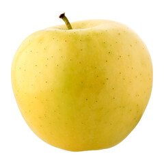 isolated yellow apple. one whole garden fruit. cut out.