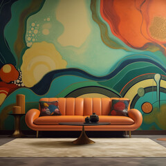 retro vintage style pastel color furnitures interior architecture