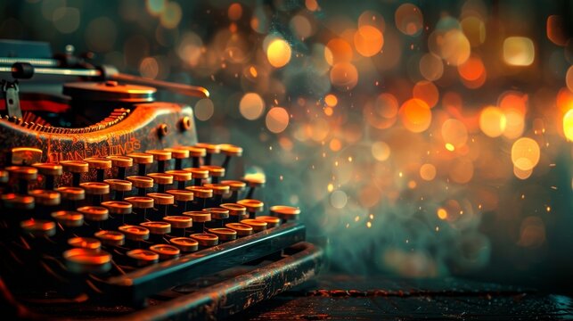 Old vintage typewriter with a bokeh and blurred background 