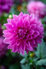Close Up of Purple Flower and Green Leaves