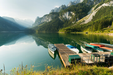 Boote, Vorderer Gosausee, Gosaukamm, Salzkammergut, Oberösterreich, Österreich