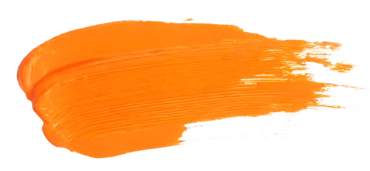 Foto auf Glas Orange paint brush strokes isolated on white background. Acrylic paint smears © Євдокія Мальшакова