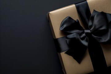 Wrapped Gift Box With Black Bow