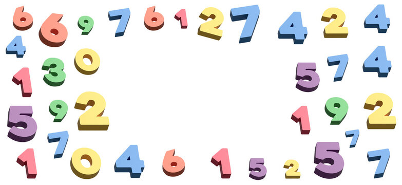 Colorful 3d numbers background isolated 