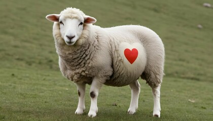 Naklejka na ściany i meble A Sheep With A Heart Shaped Marking Upscaled 4