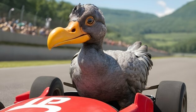A Dodo Bird In A Race Car Upscaled 4