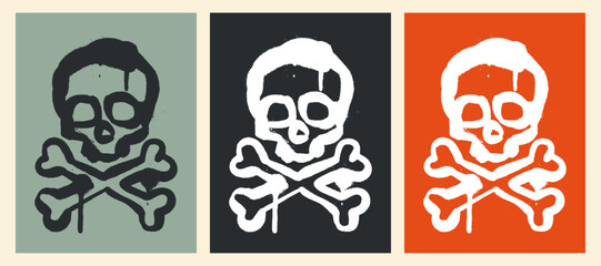 Color Spray Paint Fluid Skull Graffiti