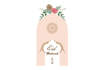 eid mubarak logo vintage vector design illustration