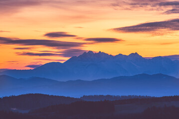 high mountains with sky after sunset - obrazy, fototapety, plakaty