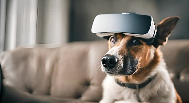  Dog with VR glasses.