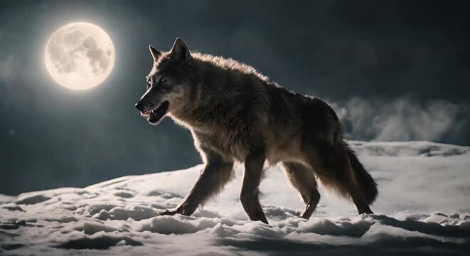 Wolf with full moon.