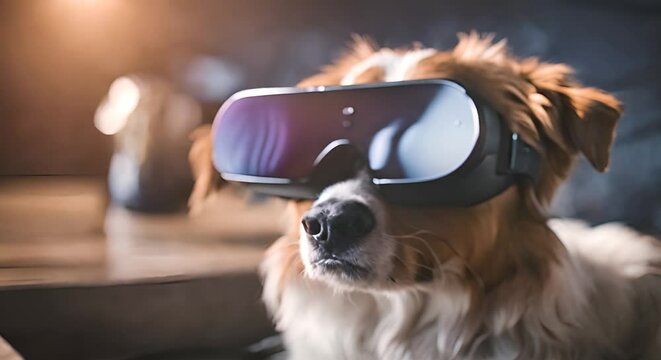  Dog with VR glasses.