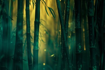 Sunlight Filtering Through Bamboo Forest