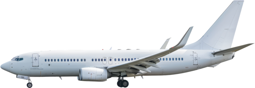 Commercial airliner mid-flight, cut out transparent