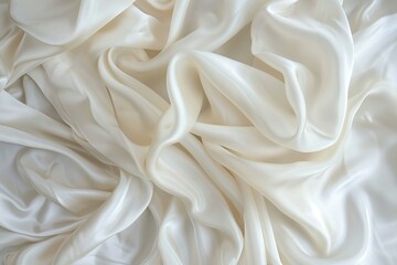 Luxurious white satin fabric with elegant drapes