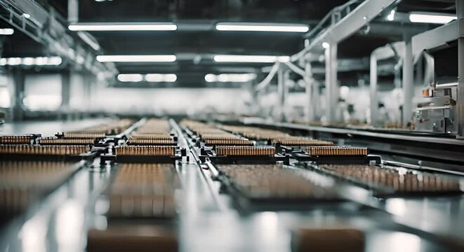 Modern microchip and semiconductor factory.