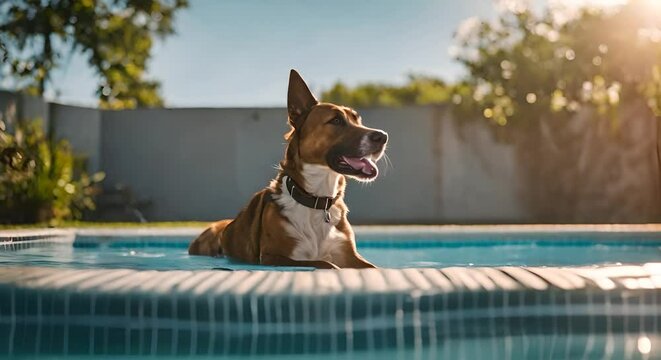 Dog in the pool.